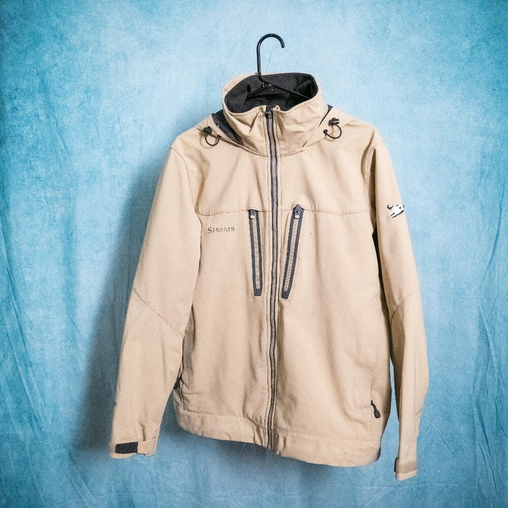 Custom Simms 4-Pocket Fleece Windstopper Jacket Tan-Medium With Hood